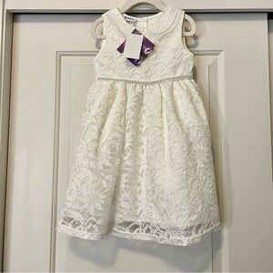 NWT Blueberi Boulevard Girls 4T Formal Dress Lace Beaded Flower Girl Baptism